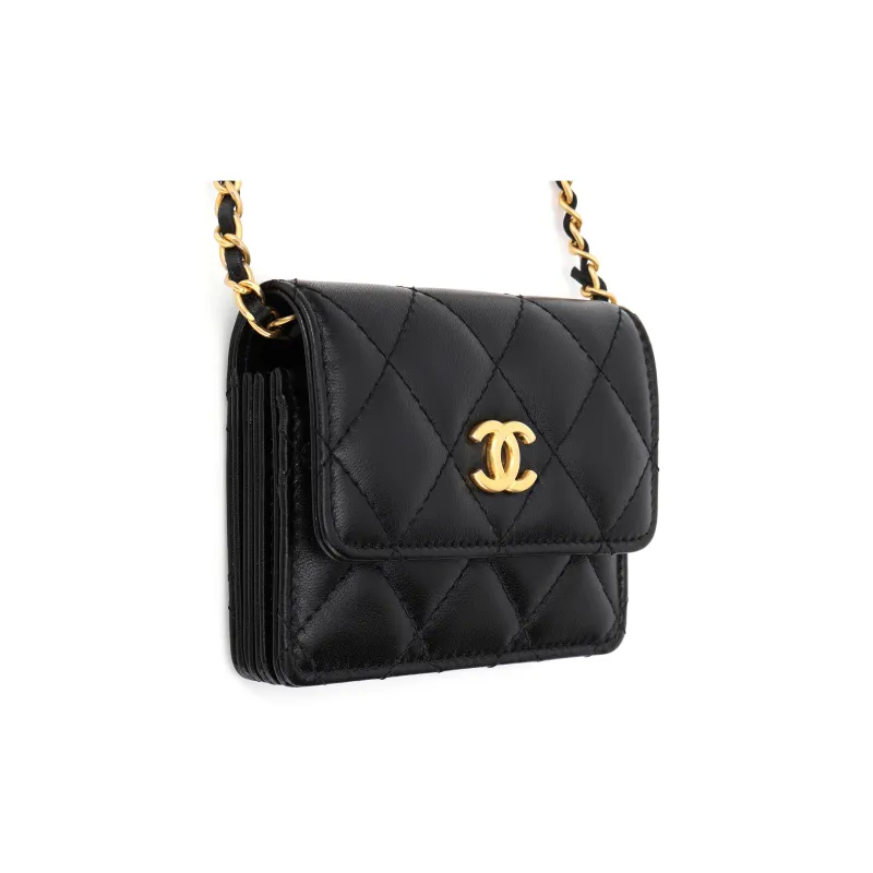 CHANEL Sheepskin Coin Purse, Handbag, Shoulder Bag, Crossbody Bag Regular Women's Black-2