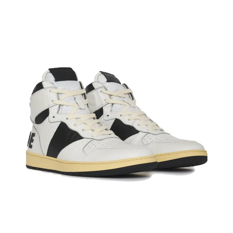 RHUDE Rhecess High Top Skateboard Shoes Men's Black White-2