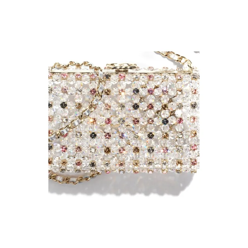 CHANEL Glazed Pearls With Rhinestone Evening Bag, Crossbody Bag, Shoulder Bag Regular Women's White & Multicolor-3