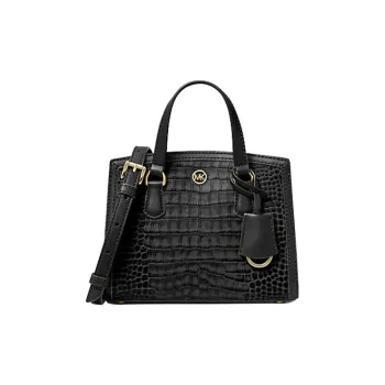 MICHAEL KORS Chantal Crocodile Embossed Leather Handbag Shoulder Bag Crossbody Bag Extra Small Women's Black