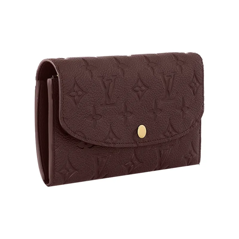 LOUIS VUITTON Embossed Cow Leather Wallet Women's Burgundy-1