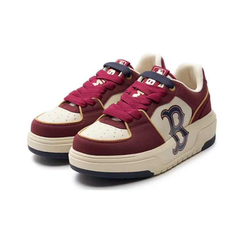 MLB Chunky Liner Anti Slip Wear Resistant Low Top Skateboard Shoes Unisex Burgundy-1