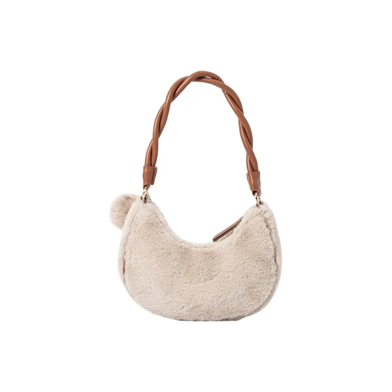 SEM/R Fabric, Synthetic Leather Shoulder Bag, Handbag Trumpets Women's Khaki/Caramel Brown/Dream Pink-4