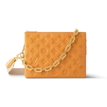 LOUIS VUITTON Coussin Sheepskin Shoulder Bag Crossbody Bag Small Size Women's Orange