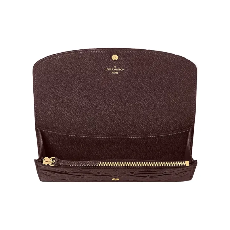 LOUIS VUITTON Embossed Cow Leather Wallet Women's Burgundy-3