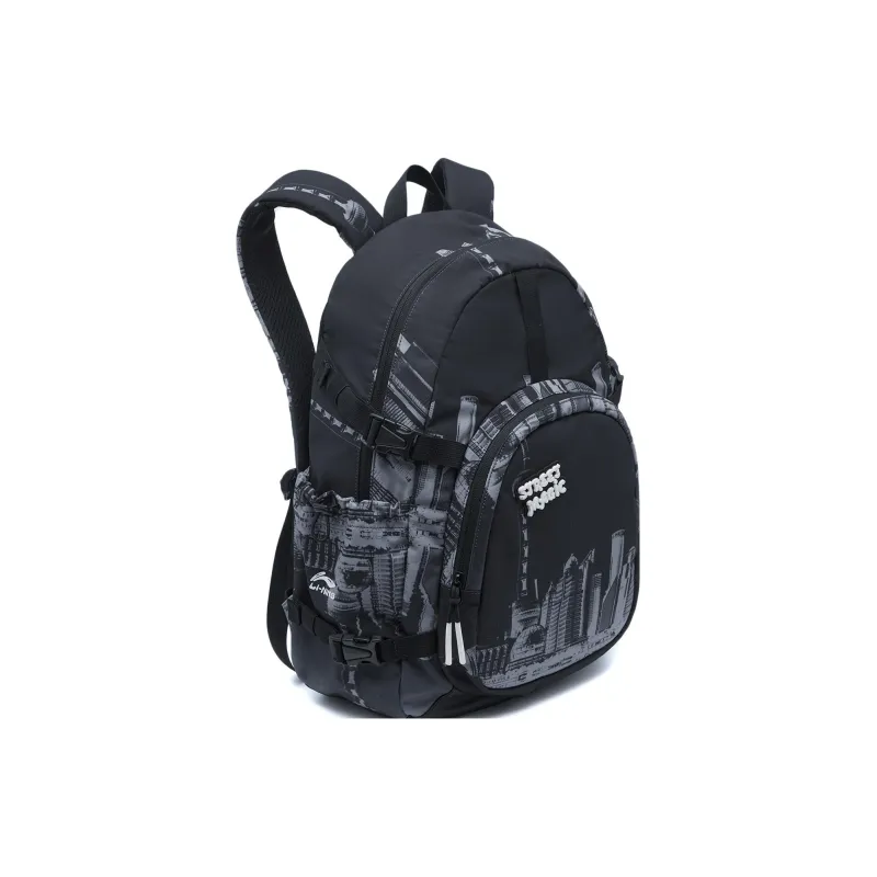 LiNing Steven Harrington Collaboration Polyester Backpack Regular Unisex Black Gray Color-2