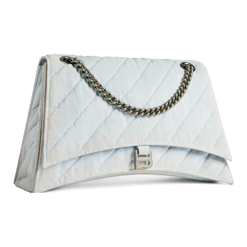 Balenciaga CRUSH Washed Denim Handbag Shoulder Bag Women's Light Blue-2