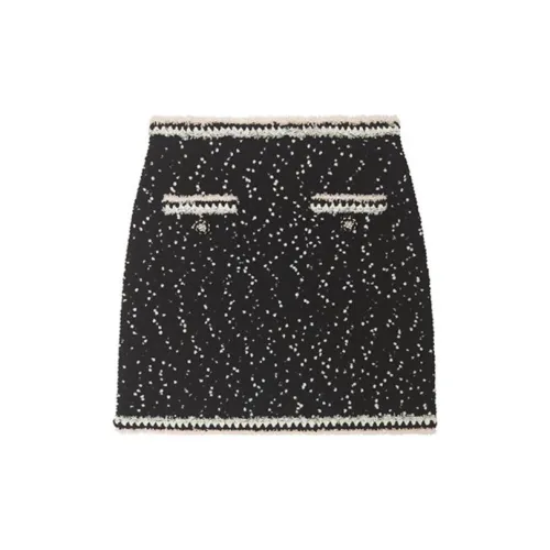 Self-portrait Casual Short Skirts Women's Black Mixed Color