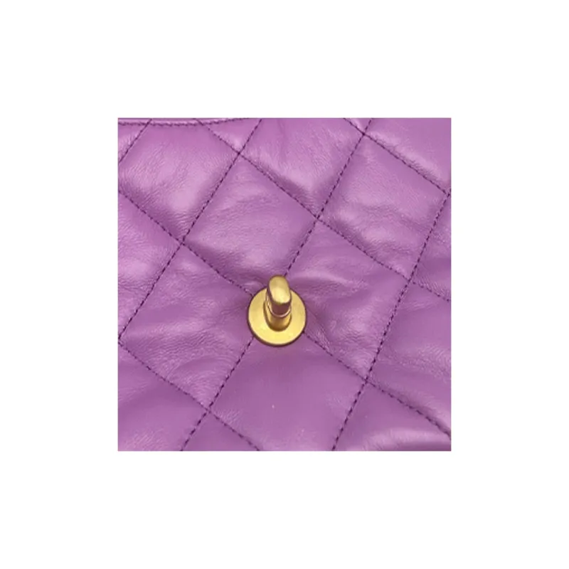 CHANEL Lambskin Flap Bag, Crossbody Bag, Shoulder Bag Mini Women's Purple-2
