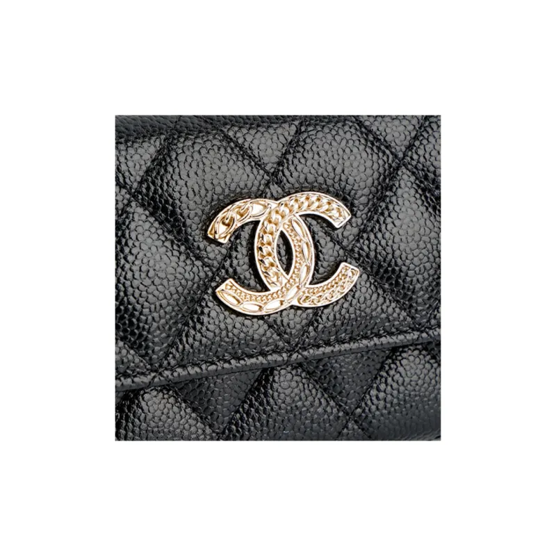CHANEL 22K Autumn And Winter Cow Leather Card Holder, Wallet, Wallet, Wallet Women's Black-5