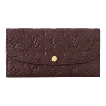 LOUIS VUITTON Embossed Cow Leather Wallet Women's Burgundy