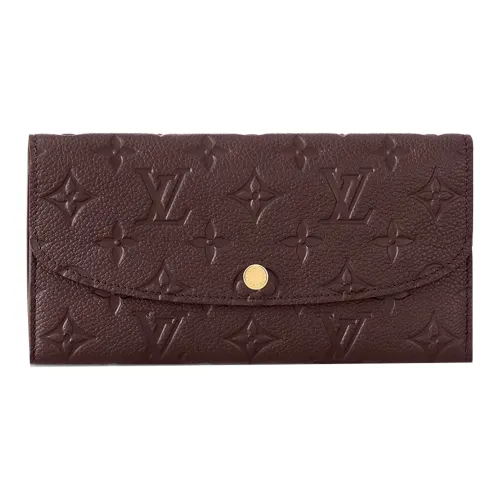 LOUIS VUITTON Embossed Cow Leather Wallet Women's Burgundy