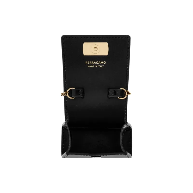 FERRAGAMO Calfskin One Shoulder Crossbody Earphone Cases Women's Black-4