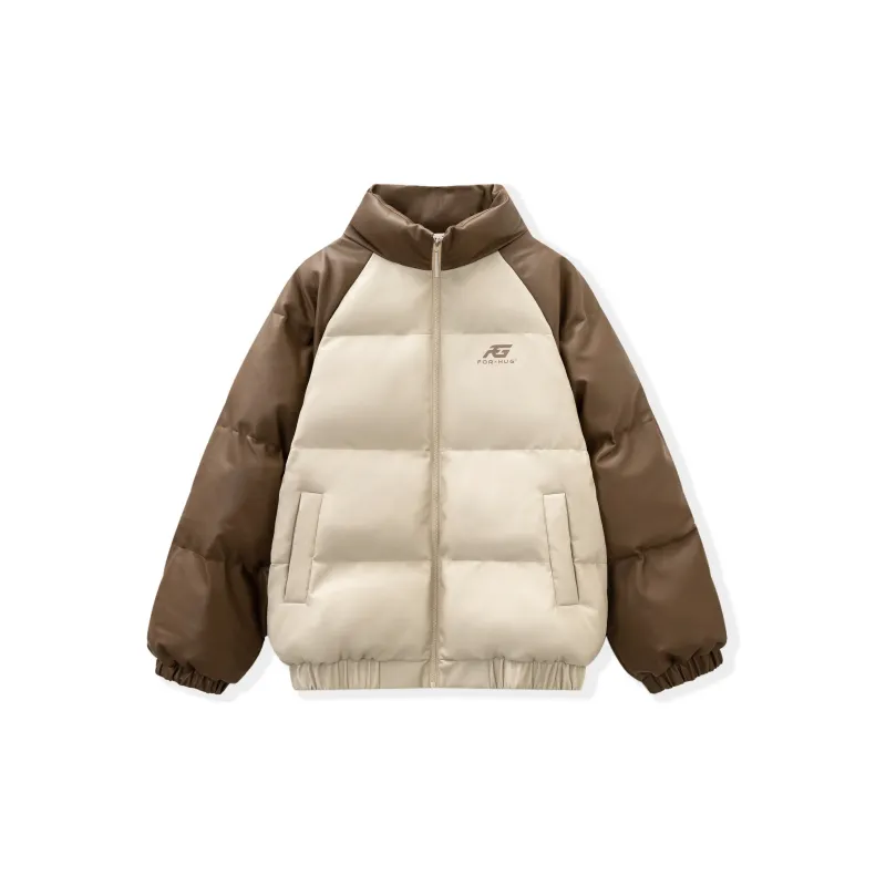 FORHUG Puffer Jackets Unisex Oat Gray & Brown-1