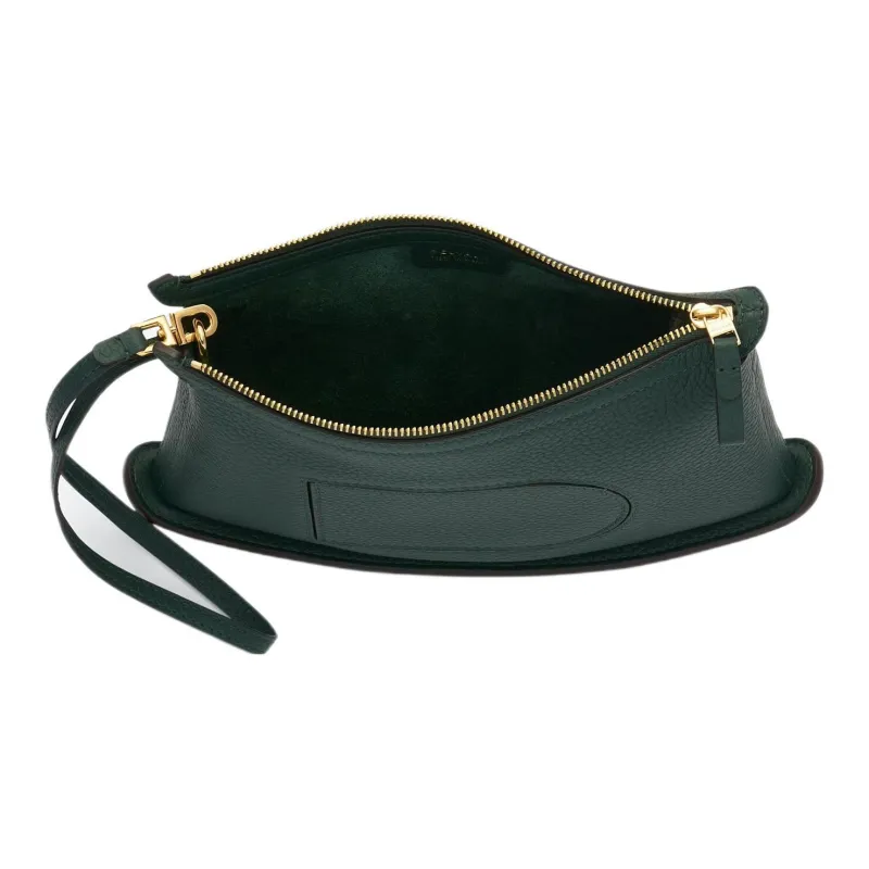 Delvau Soft Grained Calfskin Clutch Women's Dark Green-2
