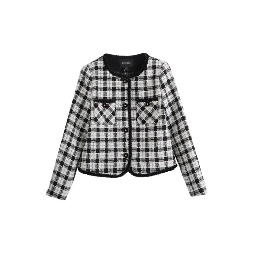 Olrain Jackets Women's Black/White Plaid