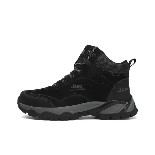 Jeep Cushioning Anti-Slip And Wear-Resistant Coverage Support Mid-Top Outdoor Shoes Men's Black