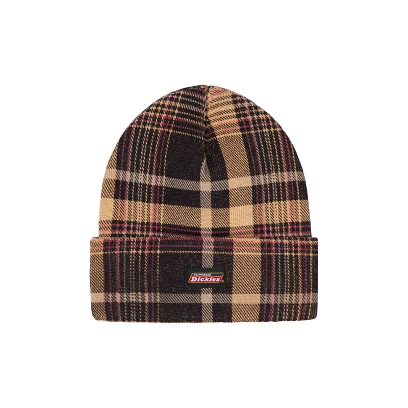 Supreme Dickies Beanie FW23 Brown Plaid-1