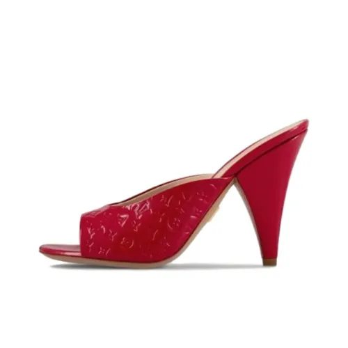LOUIS VUITTON Rubber Sole Slip-Resistant Slide Slippers Women's Red