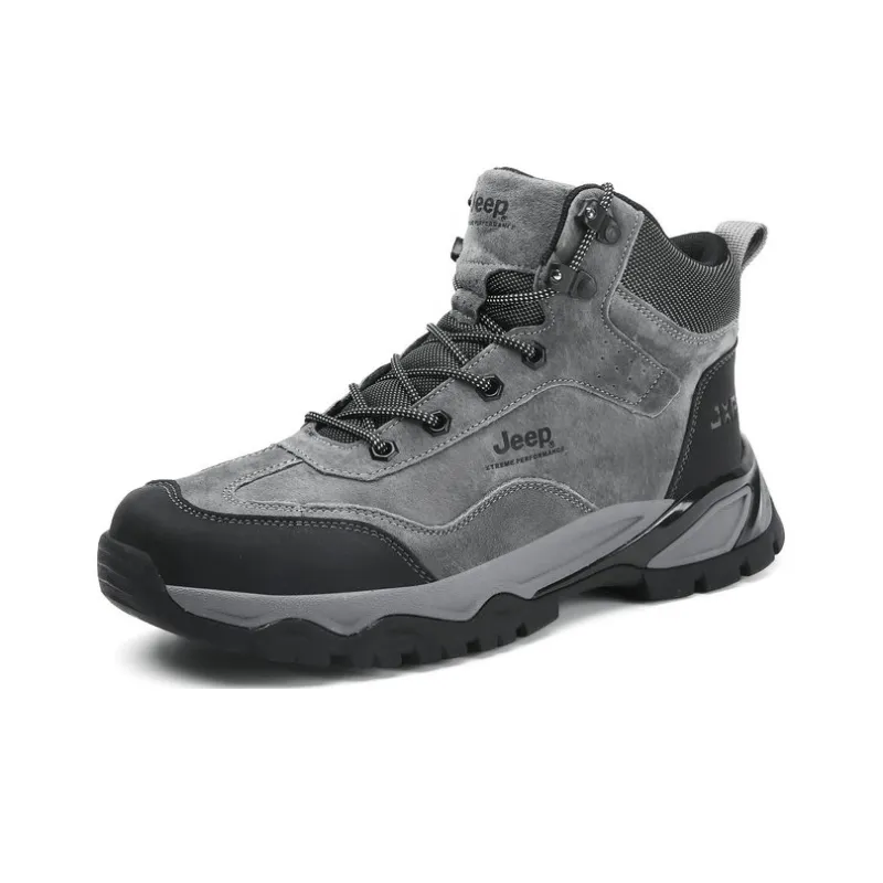 Jeep Outdoor Collection Cushioning Anti Slip And Wear Resistant Coverage Support High Top Outdoor Shoes Men's Gray-2
