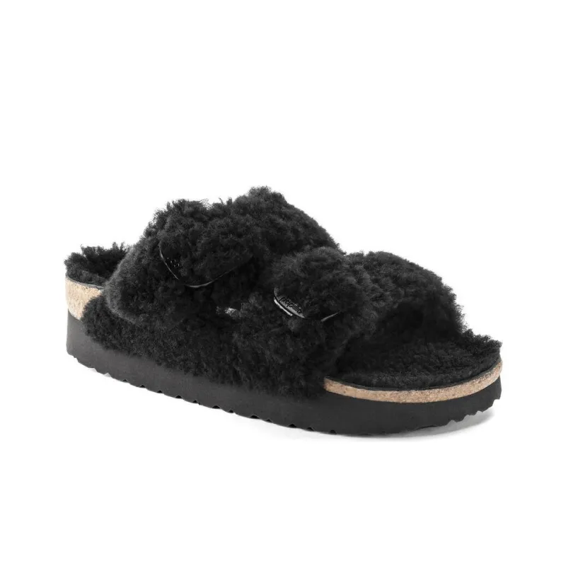 Birkenstock Arizona Big Buckle Shearling Abrasion-Resistant Slide Slippers Women's Black-1
