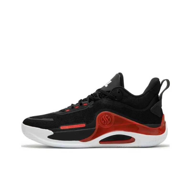 361° Durable Breathable Low Top Basketball Shoes Men's Black Red-0