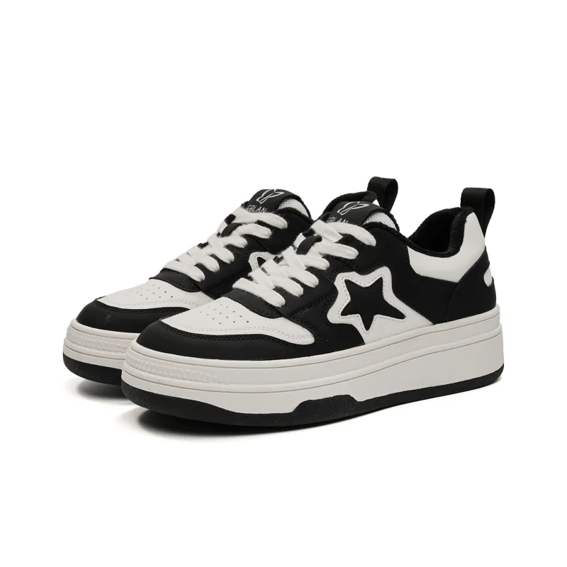 EBLAN Low Top Stylish Skateboarding Shoes Unisex Beige Black-3
