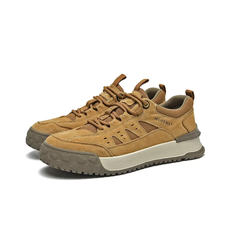 HLA Casual Shoes Men Low Top Khaki/Earth Yellow-1