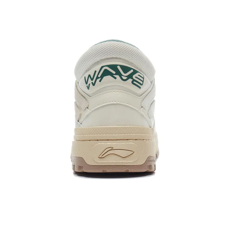 LiNing Wave MID Versatile Vintage Skateboard Shoes Anti Slip Wear Resistant Mid Top Skateboard Shoes Women's Ecru-5