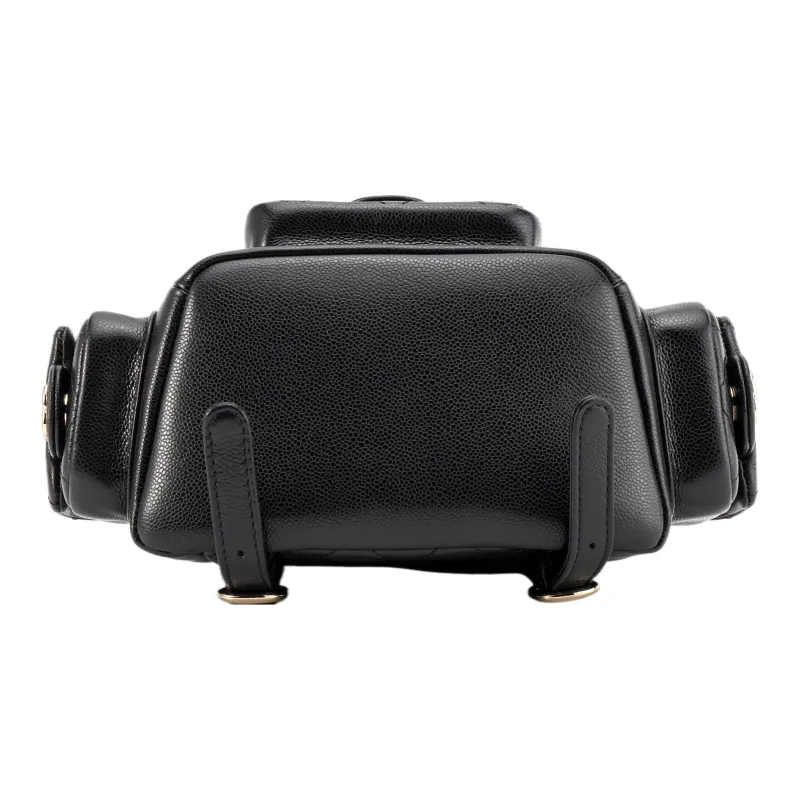 CHANEL Small Duma 23K Grained Calfskin Backpack Black AS4399-3