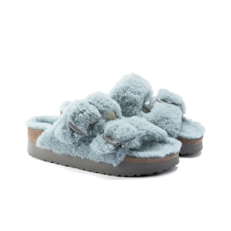 Birkenstock Arizona Big Buckle Shearling 'Faded Aqua' Women's-2