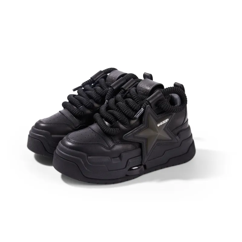 M88M Anti Slip Wear Resistant Mid Top Skateboard Shoes Unisex Night Black-1