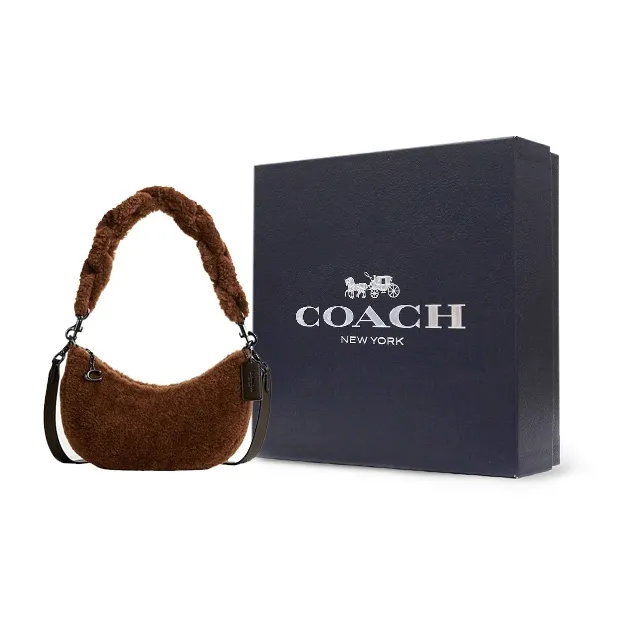 COACH Mira Shearling Dumpling Bag, Portable Crossbody Bag, Shoulder Bag Women's Brown-5