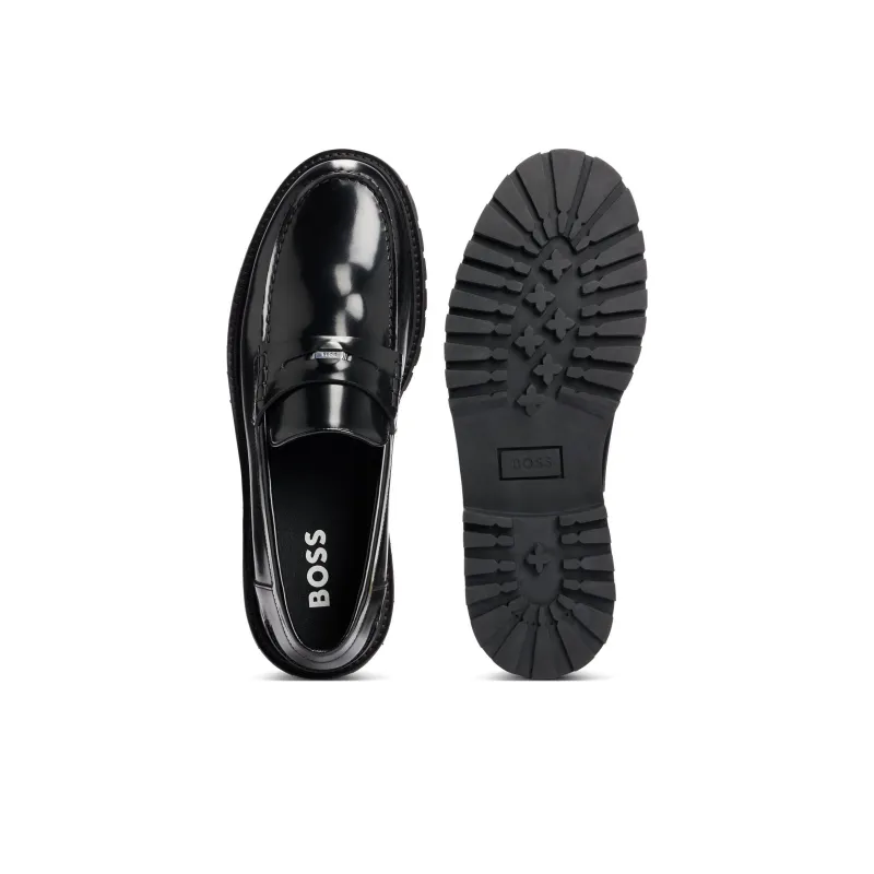 BOSS Logo-plaque Leather Loafers-3