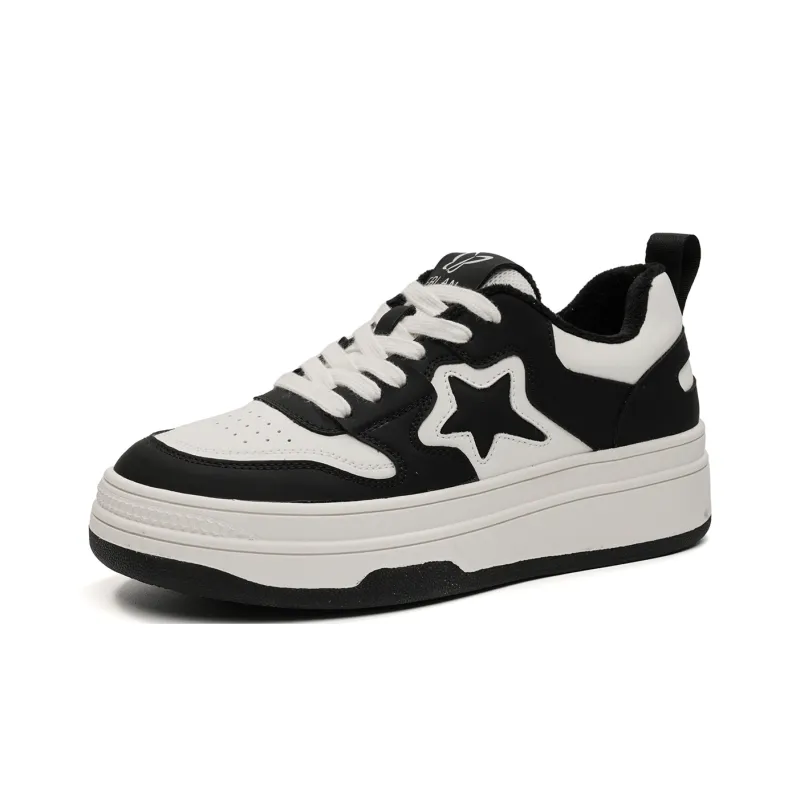 EBLAN Low Top Stylish Skateboarding Shoes Unisex Beige Black-1