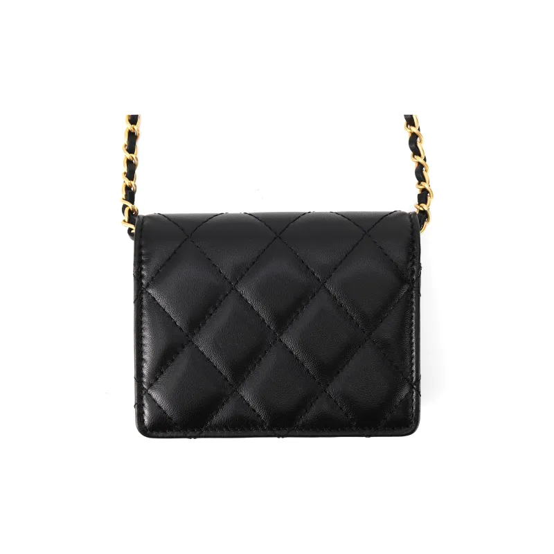 CHANEL Sheepskin Coin Purse, Handbag, Shoulder Bag, Crossbody Bag Regular Women's Black-1
