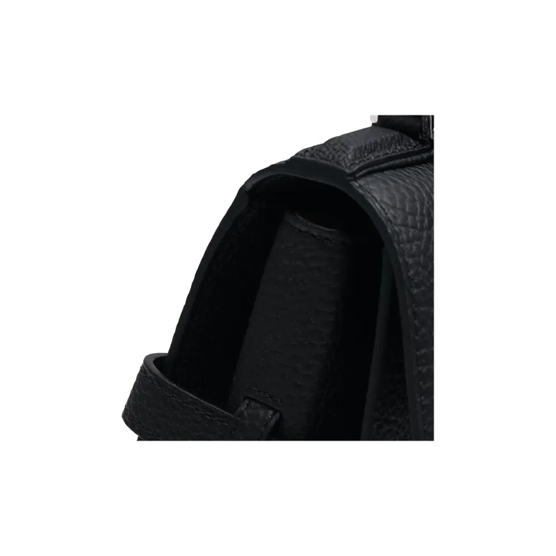 Delvau Tempête Grain Calfskin Shoulder Bag, Crossbody Bag, Handbag Small Size Women's Black-5