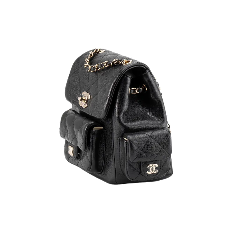 CHANEL Small Duma 23K Grained Calfskin Backpack Black AS4399-1