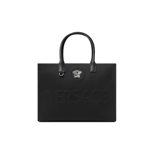 VERSACE La Medusa Canvas tote Dusy Bag Shopping Bag Shoulder Bag Handbag Large Size Women's Black