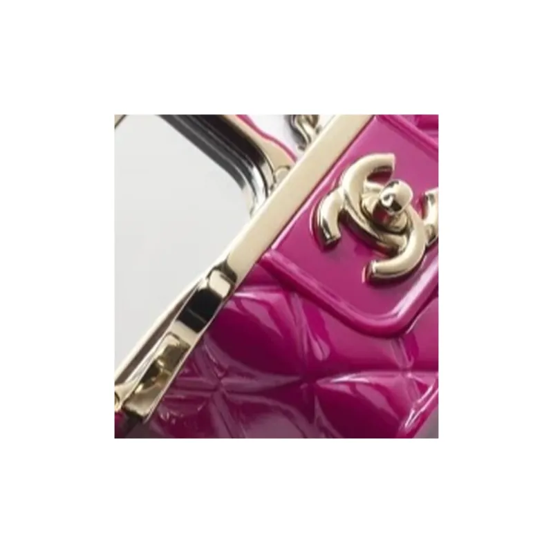 CHANEL Resin With Sheepskin Wallet Necklace Pouch Women's Pink-3