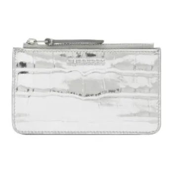 Burberry Calfskin Wallets Card Holders Women's Silver