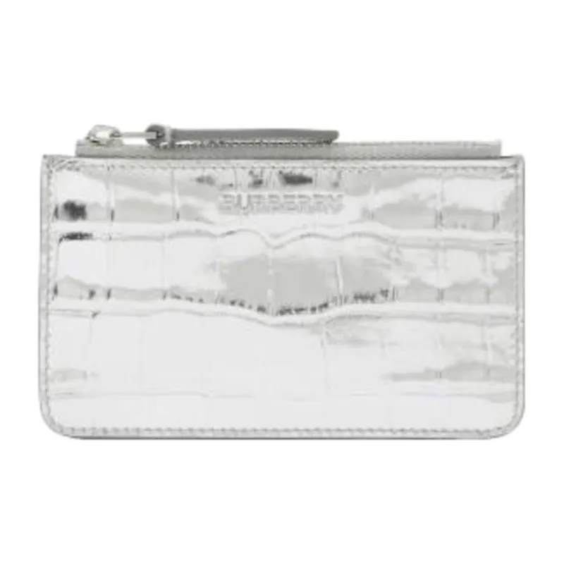 Burberry Calfskin Wallets Card Holders Women's Silver-0