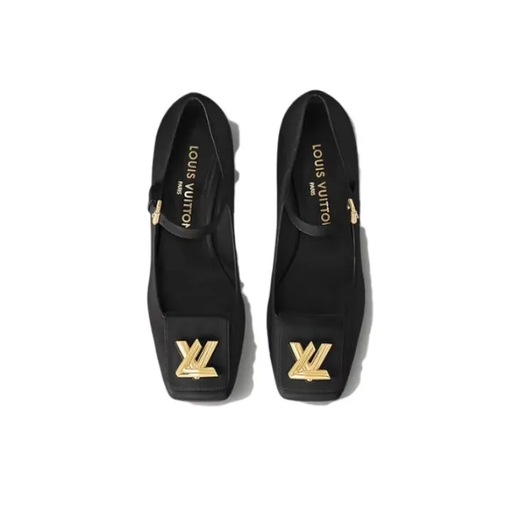 LOUIS VUITTON Shake Chunky Heel Mary Jane Shoes 5.5cm Women's Black-3