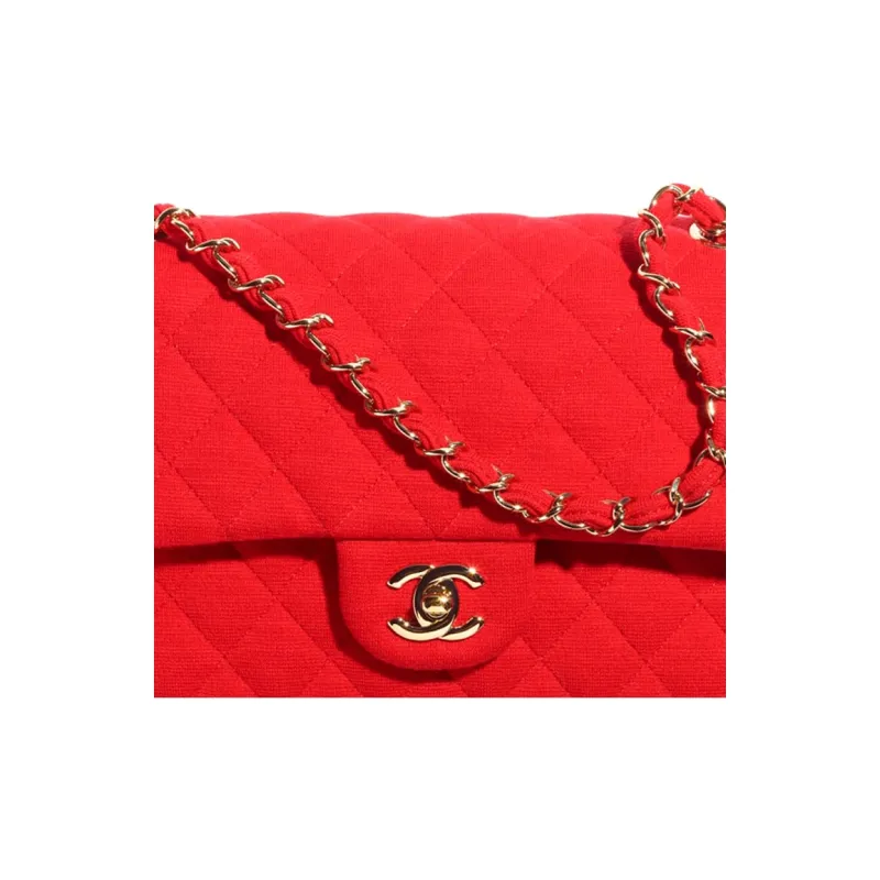 CHANEL Classic Flap CF23C Early Spring Wool Crossbody Bag, Shoulder Bag Women's Red-2
