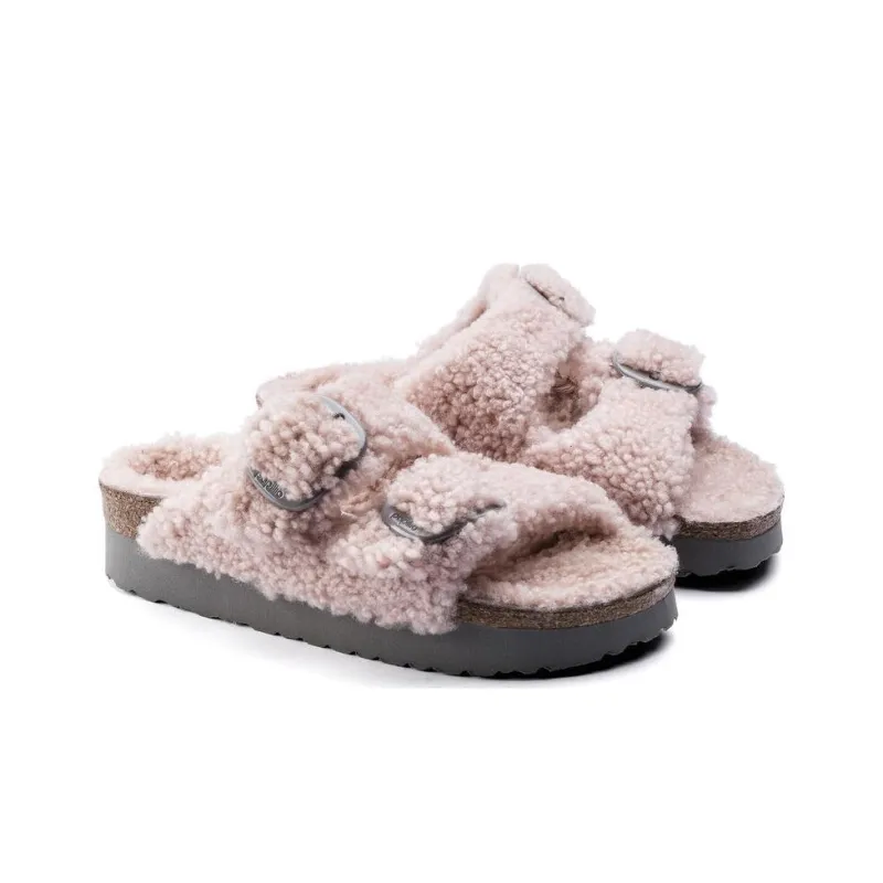 Birkenstock Arizona Big Buckle Shearling Narrow 'Teddy Crystal Rose' Women's-3