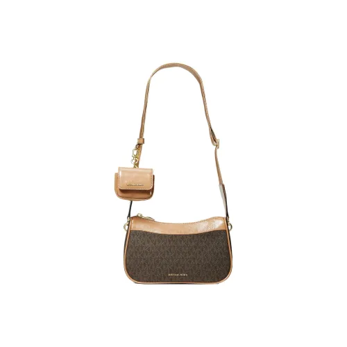 MICHAEL KORS Jet Set Canvas With Leather Shoulder Bag, Crossbody Bag Medium Size Women's Camel