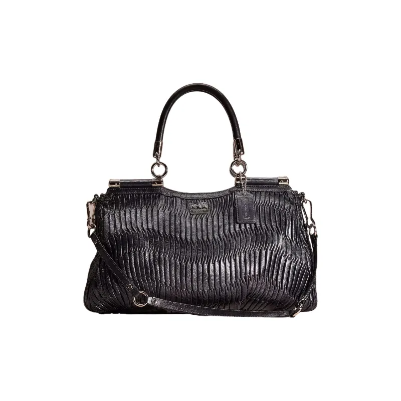 COACH Carrie Leather Handbag Shoulder Bag Crossbody Bag Large Size Women's Black-0