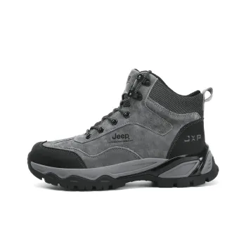 Jeep Outdoor Collection Cushioning Anti Slip And Wear Resistant Coverage Support High Top Outdoor Shoes Men's Gray