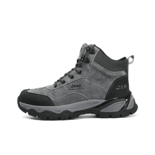 Jeep Outdoor Collection Cushioning Anti-Slip And Wear-Resistant Coverage Support High-Top Outdoor Shoes Men's Gray