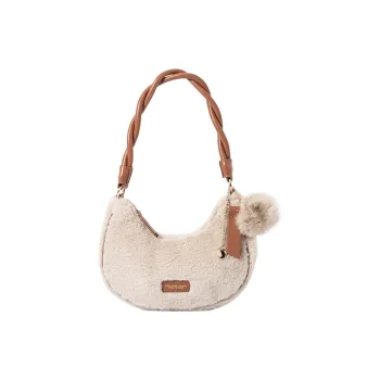SEM/R Fabric With Synthetic Leather Shoulder Bag Handbags Small Size Women's Khaki / Caramel Brown / Dream Pink